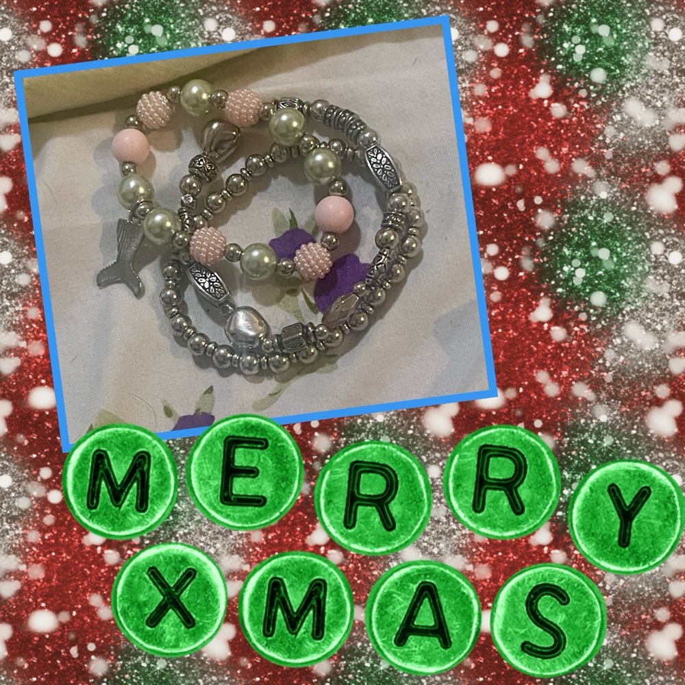 3 bracelet set, 2 silver bracelets and a kids bracelet